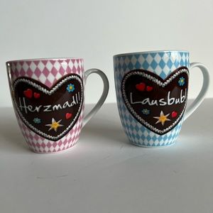 New never used. Two mugs  Herzmadl & Lausbub